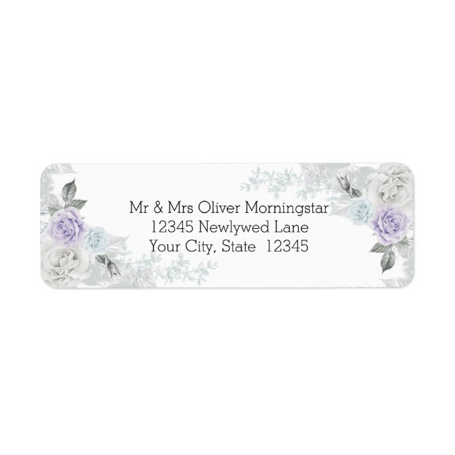 Elégante Lilac Ice Bleu et Roses Blanches (Devant)