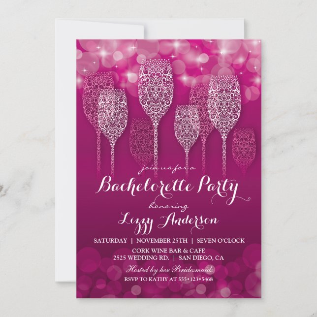 Élégante lumière brillante Bachelorette Invitation (Devant)