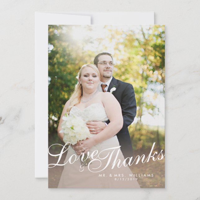 Élégante Lumière moderne Script Love Merci Carte P (Devant)