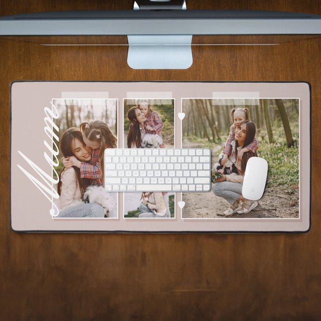 Élégante maman Script Snapshot Fête des mères phot (Elegant Mum Script Snapshot Mother's Day Photo Desk Mat)