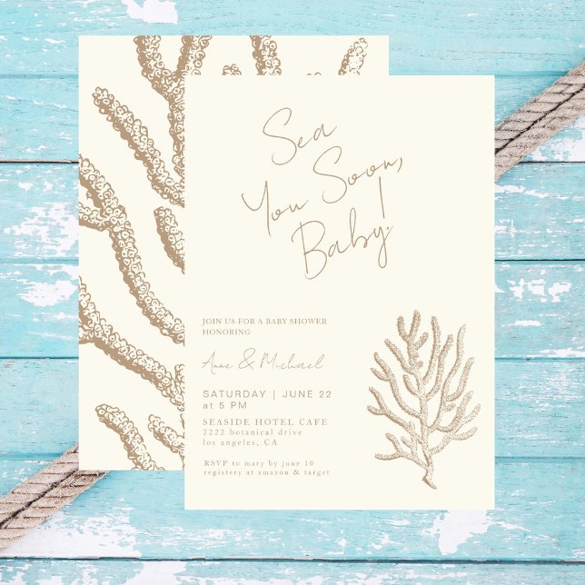 Elegante Mar Náutico Pronto Moda Baby Shower Invitation (Creator Uploaded)