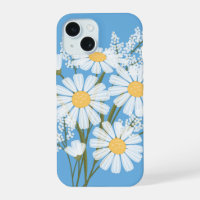 Elégante marguerite florale blanche sur bleu