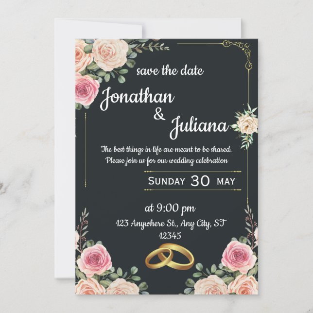élégante Mariage Célébration invitation florale (Devant)