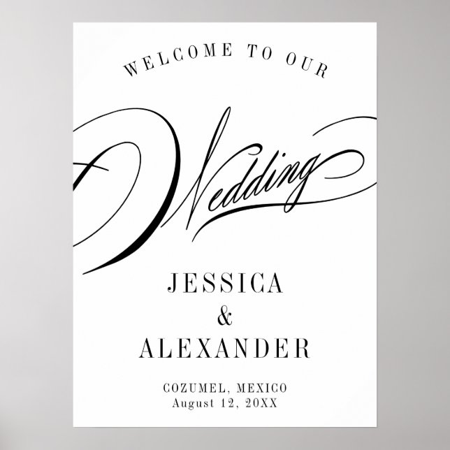 Élégante Mariage de calligraphie Affiche de bienve (Devant)