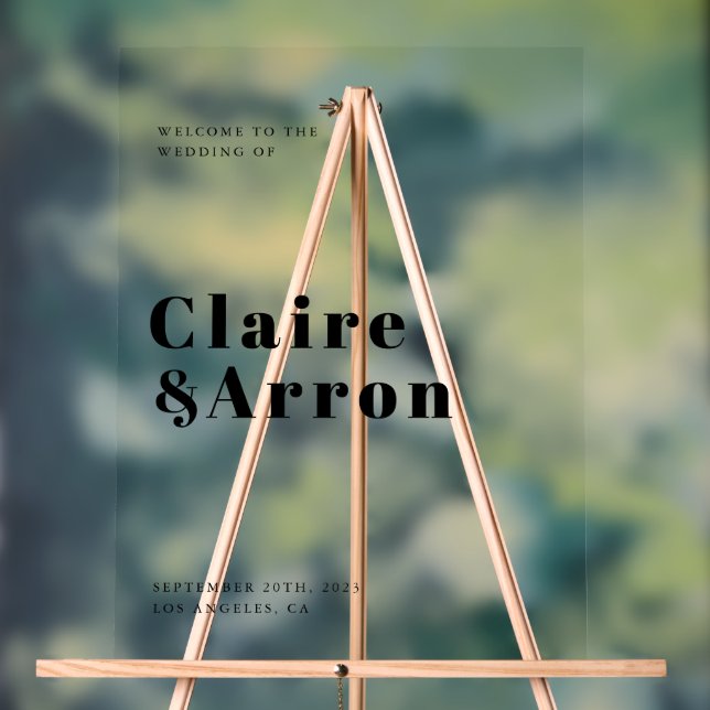 Élégante mariage moderne  Affiche de bienvenue acr (Neutre)