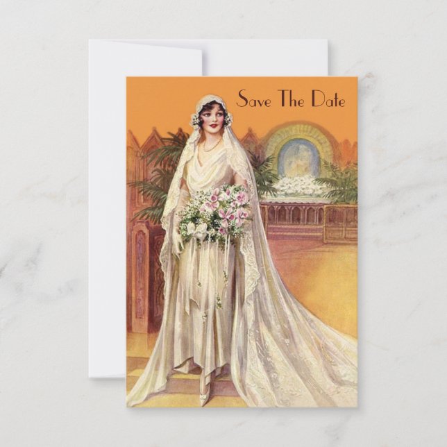 Élégante mariée des années 30 faire-part de mariag (Devant)