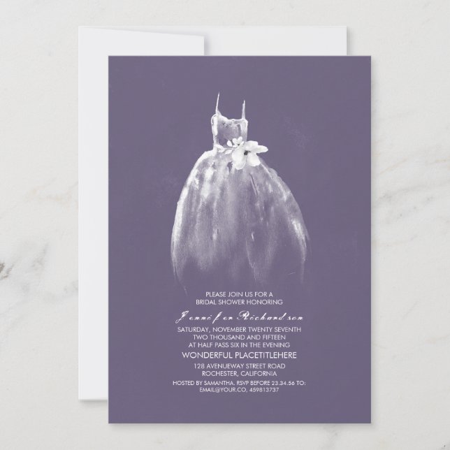 Élégante mariée Gown Bridal Shower Invitations (Devant)