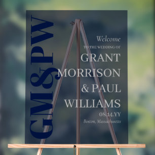 Élégante Marine Grey Initiales Typographie Bienven