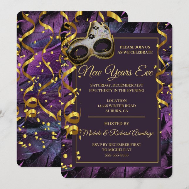 Élégante Masquerade Ball Invitation (Devant / Derrière)