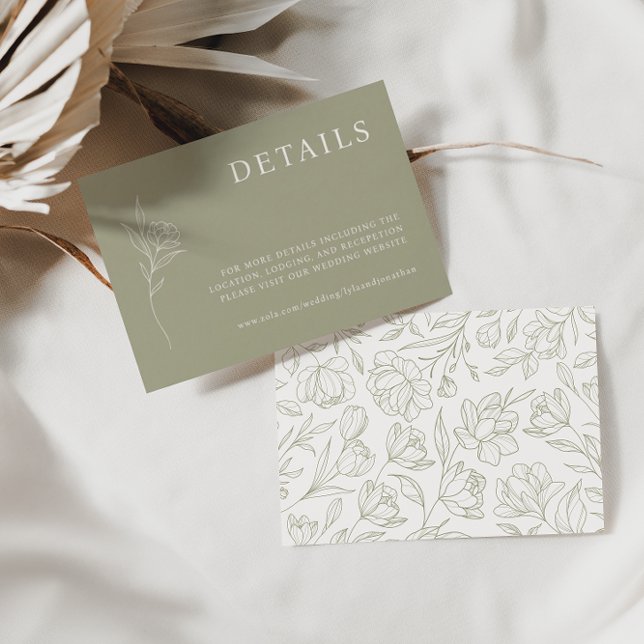Élégante Mini Cartes Détail Olive & Ivory (Créateur téléchargé)