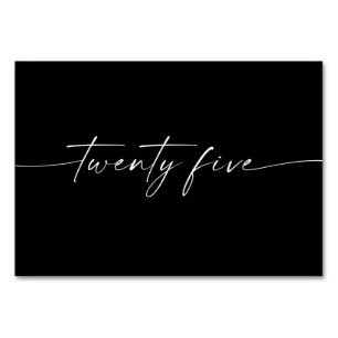 Élégante Mini-Script Cartes de Table Numéro 25