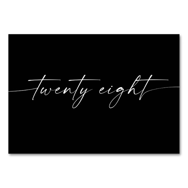 Élégante Mini-Script Cartes de Table Numéro 28 (Devant)