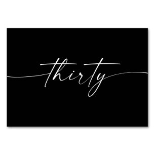 Élégante Mini-Script Cartes de Table Numéro 30