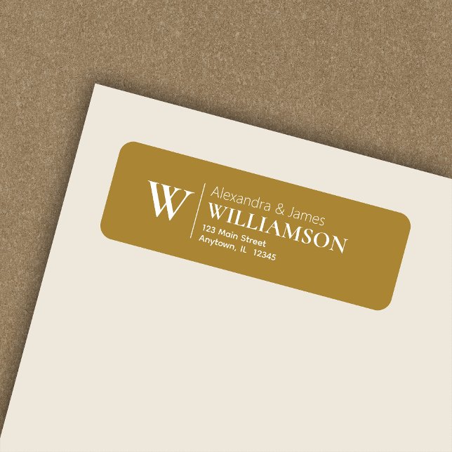 Élégante Monogramme moderne Gold Adresse de retour (Créateur téléchargé)