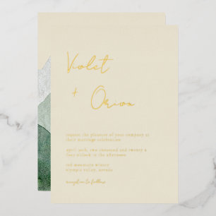 Elégante Montagnes Mariage Gold Foil Invitation