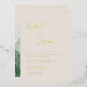 Elégante Montagnes Mariage Gold Foil Invitation