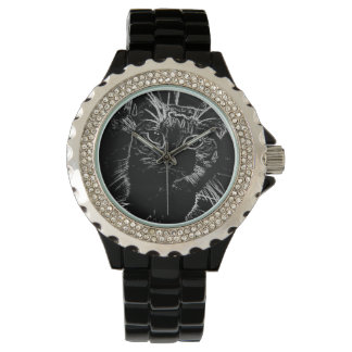 Elégante montre de chat noir