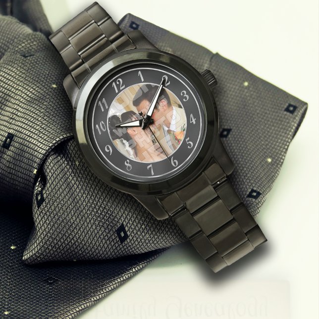 Elégante Montre photo Mariage noir et argent (Créateur téléchargé)