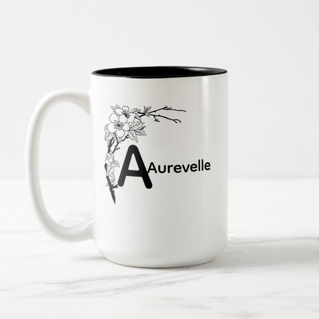 Elégante Mug à deux tons avec Aurevelle Floral Des (Gauche)