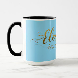 Elégante Mug de calligraphie bleu et or - Inspecte