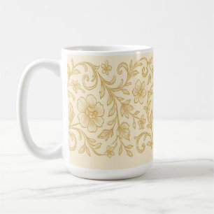Elégante Mug Florale Or - Café Botanique Vintage