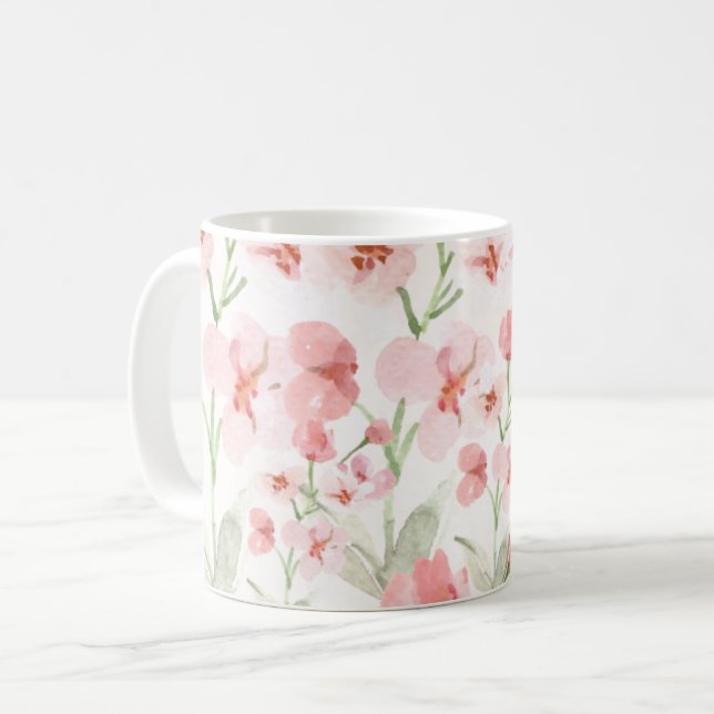 Élégante Mug florale rose (Devant gauche)