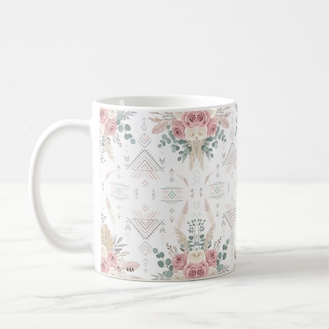 Élégante Mug Florale Tribale (Gauche)