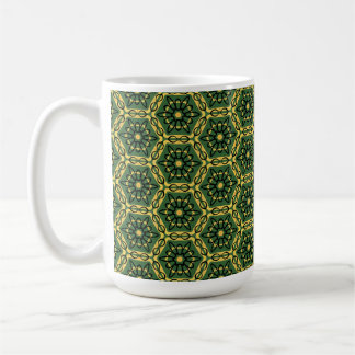 Élégante Mug géométrique en or foncé vert foncé