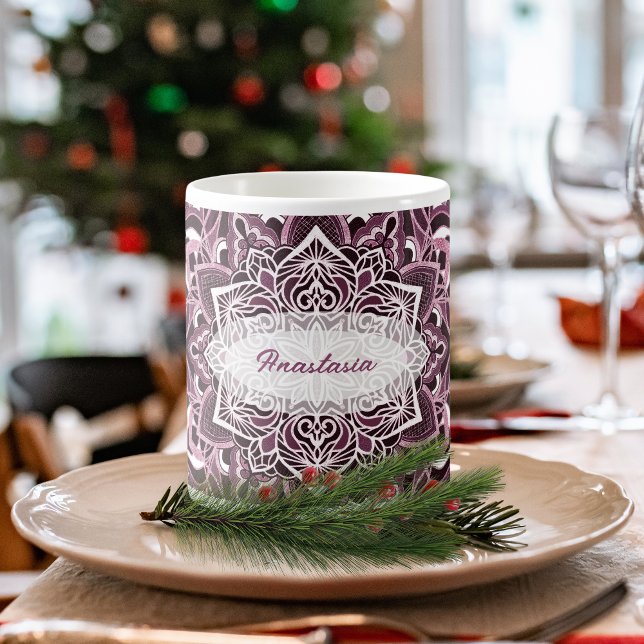 Élégante Mug Mandala Rose (Créateur téléchargé)