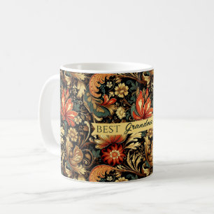 Elégante Mug Vintage Floral Médiéval