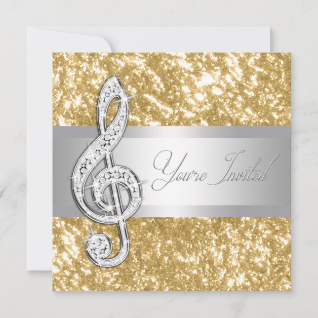 Elégante musique Treble Clef Invitation (Devant)