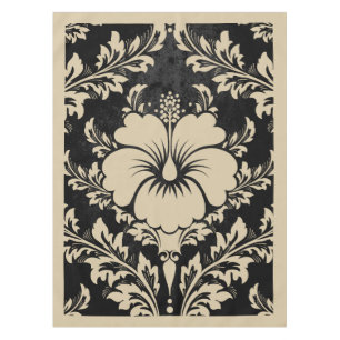 Elégante nappe beige et noire damassée