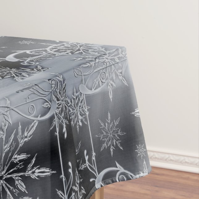 Élégante nappe de Noël Silver Snowflakes (In Situ)