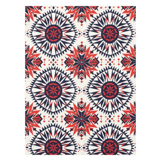 Élégante nappe en coton Cyan "Cosmic Interlock" (Devant)