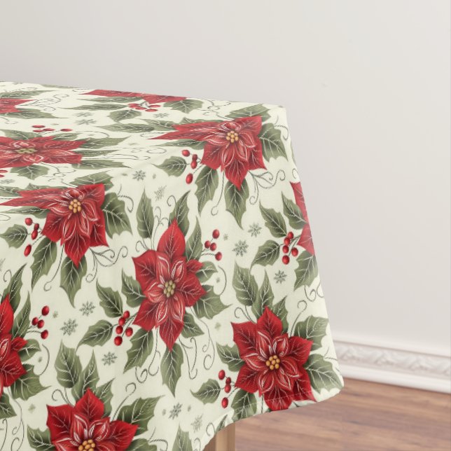 Elégante nappe florale de la Poinsettia de Noël (In Situ)