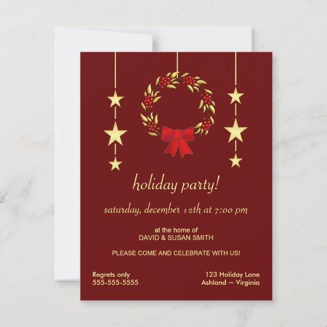 Élégante Noël Fête Invitations (Devant)