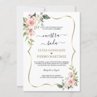 Elegante Nuestra Boda Caligrafía Con Flores 