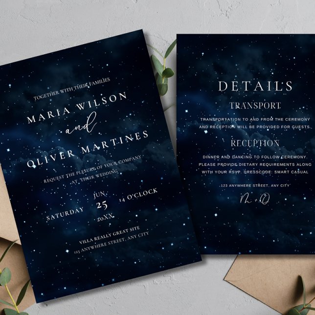 Elégante nuit étoilée Faire-part de mariage modern (Créateur téléchargé)