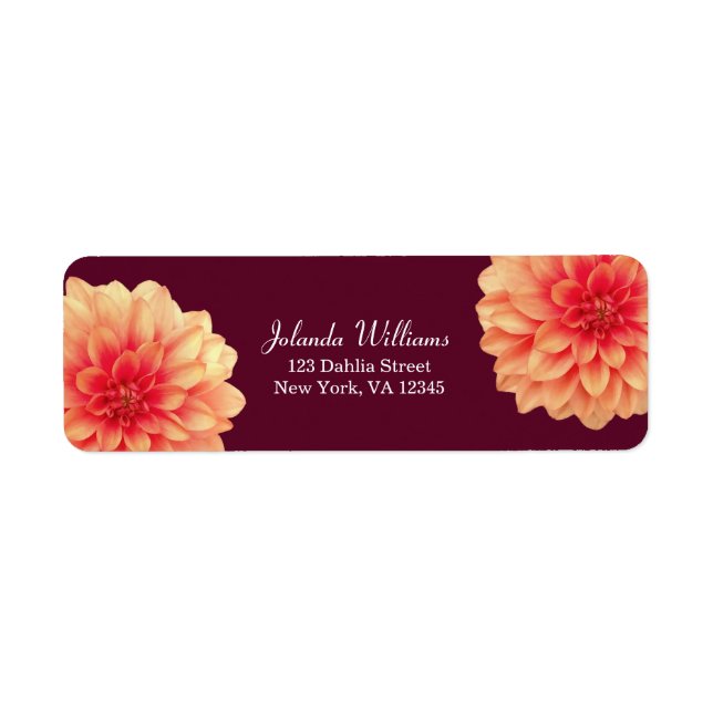 Elégante Orange Dahlias Fleurs Bourgogne (Devant)
