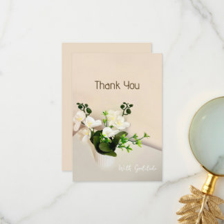 Élégante Orchidée Blanche Florale Merci