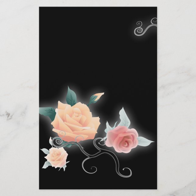 Élégante papeterie Vintage Florale Rose (Devant)