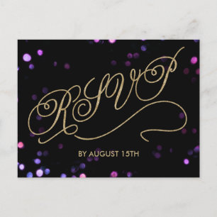 Elégante Parties scintillant Gold Script carte pos