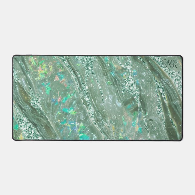 Elégante Parties scintillant verte Jade Holographi (Recto)
