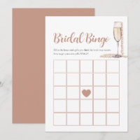 Elégante Pearls & Prosecco Bridal Bingo Carte de j