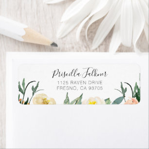 Elégante Pêche et Fleurs d'aquarelle crème