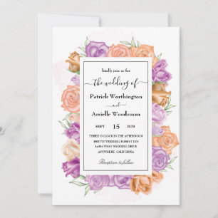 Elégante pêche et invitation à un mariage violet