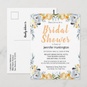 Elégante Pêche Florale Douche nuptiale Invitation
