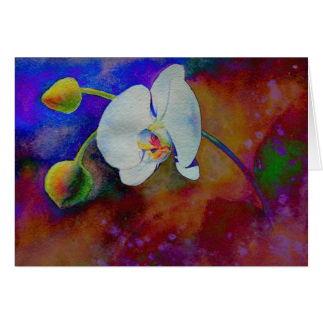 Elégante peinture à l'aquarelle d'orchidée de saum (Devant horizontal)