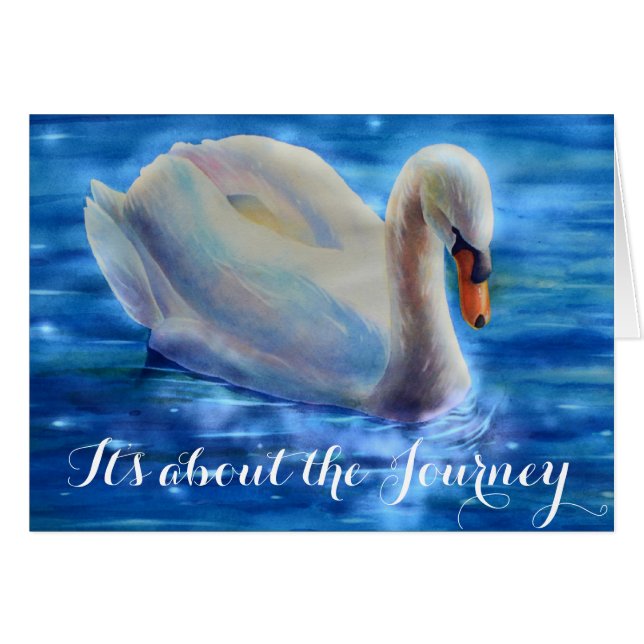 Elégante peinture d'aquarelle de cygne blanc (Devant horizontal)