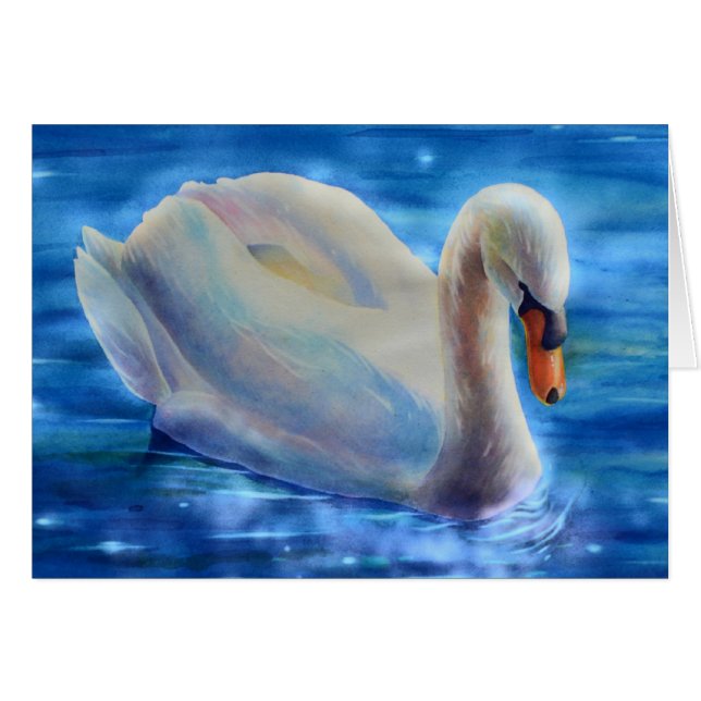 Elégante peinture d'aquarelle de cygne blanc (Devant Horizontal)